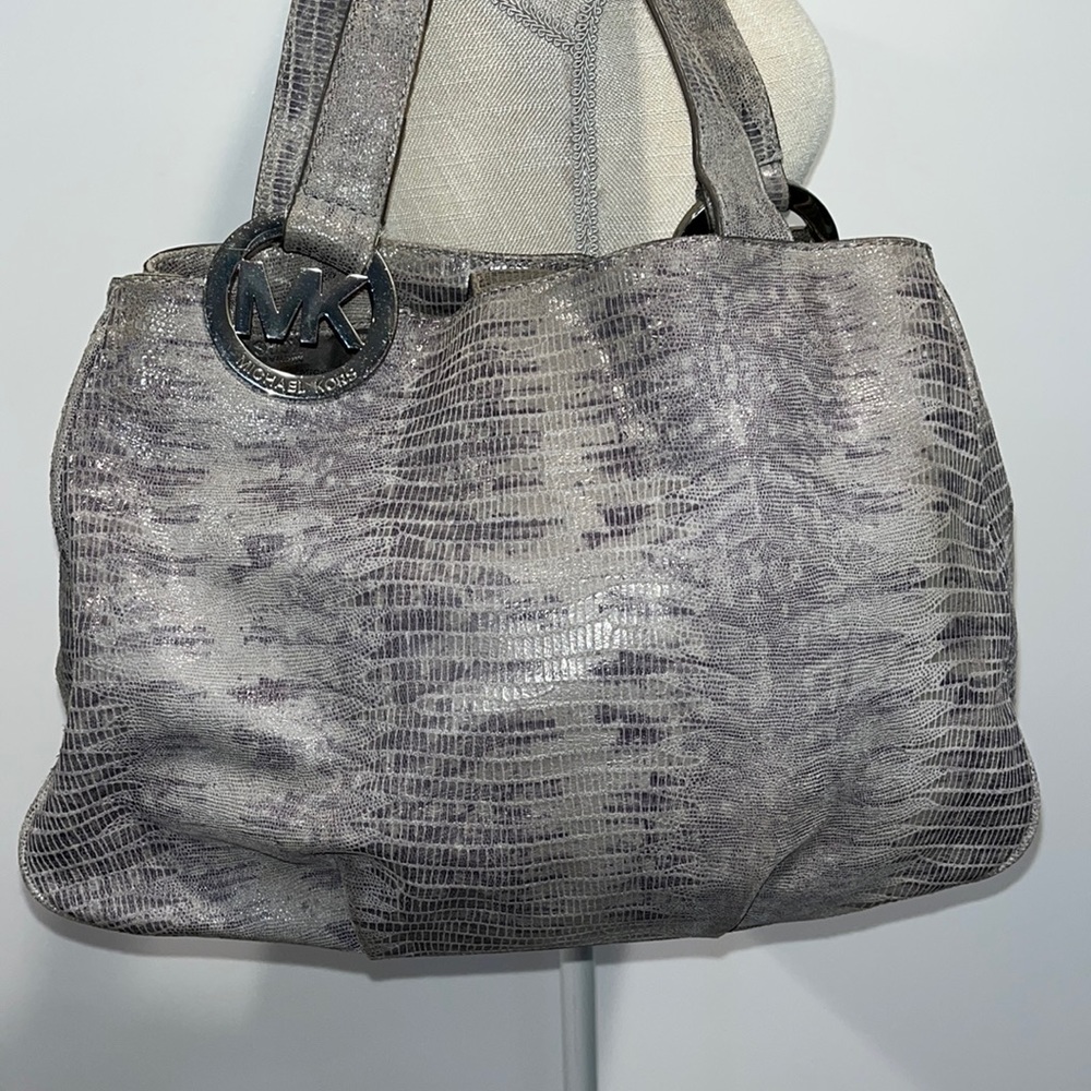MICHAEL Michael Kors Fulton East West Snakeskin Embossed Leather Tote Bag - Picture 2 of 16
